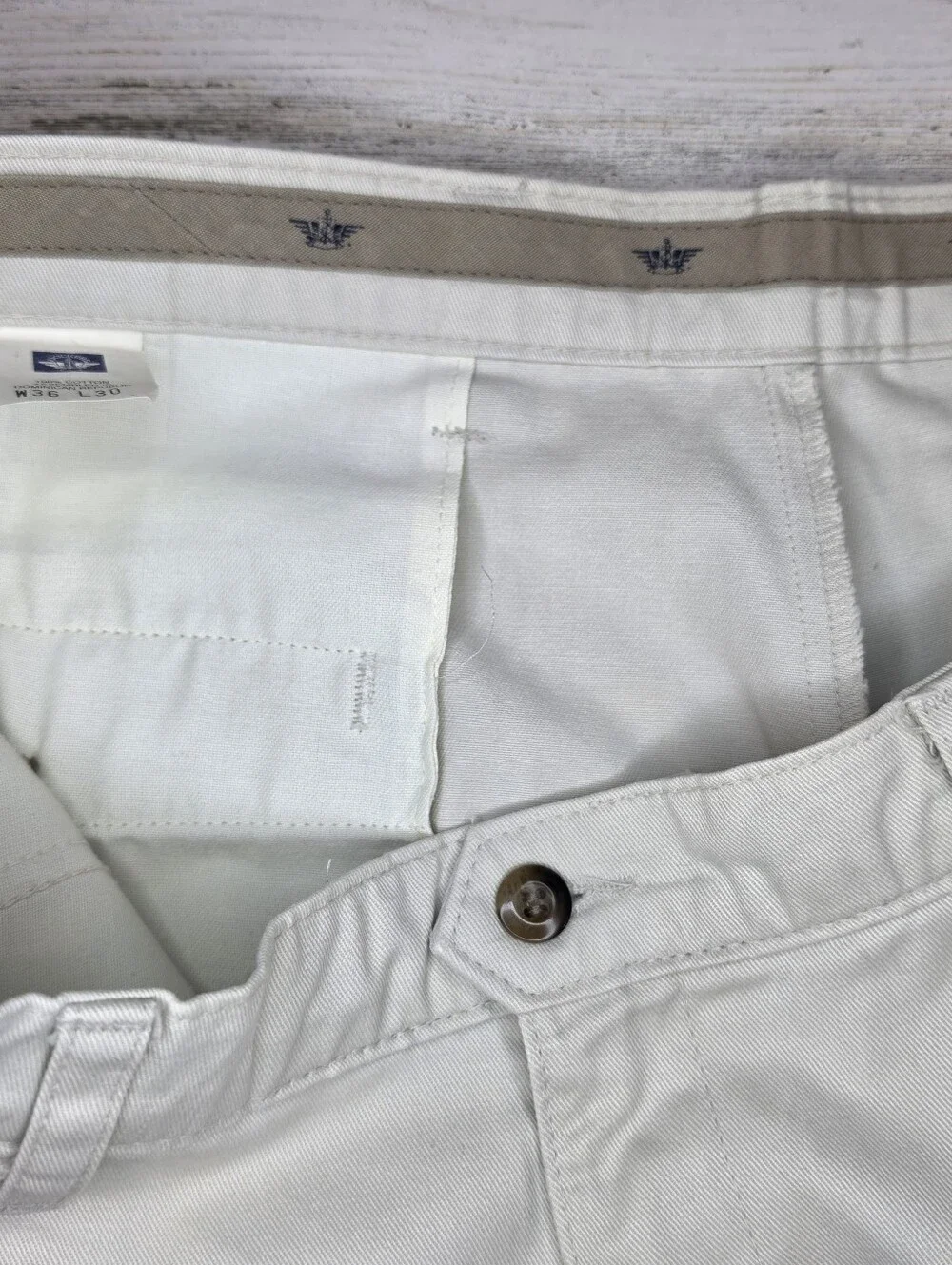 Dockers Loose Fit Pleated Chino Pants 36x30 Ivory Cream Vintage 90s